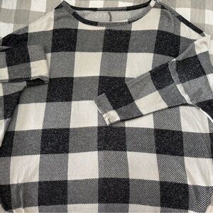 Maurices Black and Cream Plaid Sweater